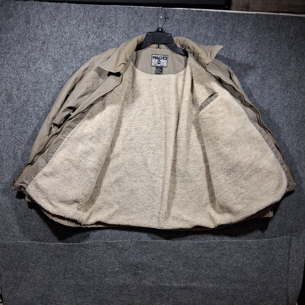 Rigo Sportswear Mens Tan Khaki 100% Cotton Canvas Full Zip Work Jacket Large - Picture 11 of 12